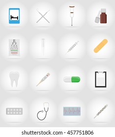 medical objects and equipment flat icons illustration isolated on background