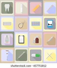 medical objects and equipment flat icons illustration isolated on background