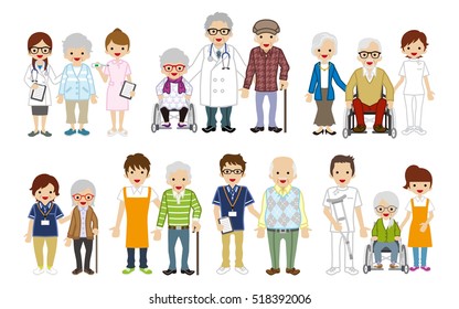 Medical Occupation And Senior Caregiver Set