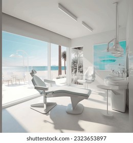 Medical office on the sea coast in summer. abstract design. Vector graphics pattern background. Template texture for interior, packaging, wallpaper, textile, paper, interior decoration, picture.