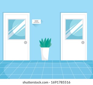 medical office waiting room scene vector illustration design