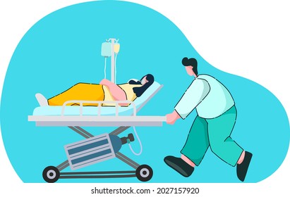 Medical Officer Bring the Patient Illustration