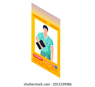 Medical officer's resume, mobile app, job search, staff selection. Recruitment agency, hiring employee, workers assessment, job candidate evaluation. Interviewing, selection, recruiting services