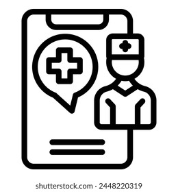 Medical online help icon outline vector. Patient health. Nurse medic