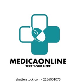 Medical online vector logo template. This design use mouse symbol. Suitable for health business