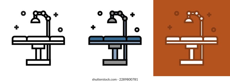 Icono de tabla de operación médica, este icono muestra una tabla de operación médica, que a menudo se utiliza en hospitales durante procedimientos quirúrgicos.