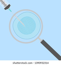 Medical Operation, Syringe Thin Needle Or Laser In Cell Invitro Injection. Medicine Biology, Cell Genetics And Innovation Healthcare Technology, Nuclear Microbiology And Cancer Treatment