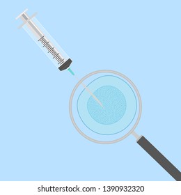 Medical Operation, Syringe Thin Needle Or Laser In Cell Invitro Injection. Medicine Biology, Cell Genetics And Innovation Healthcare Technology, Nuclear Microbiology And Cancer Treatment