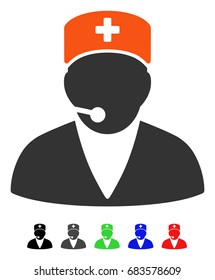 Medical Operator flat vector pictograph with colored versions. Color medical operator icon variants with black, gray, green, blue, red.
