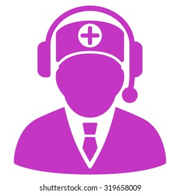 Medical Operator vector icon. Style is flat symbol, violet color, rounded angles, white background.