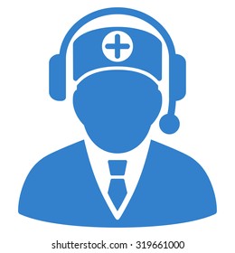 Medical Operator vector icon. Style is flat symbol, cobalt color, rounded angles, white background.
