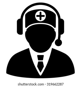 Medical Operator vector icon. Style is flat symbol, black color, rounded angles, white background.