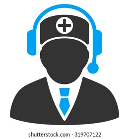 Medical Operator vector icon. Style is bicolor flat symbol, blue and gray colors, rounded angles, white background.