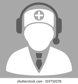 Medical Operator vector icon. Style is bicolor flat symbol, dark gray and white colors, rounded angles, silver background.