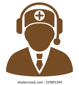 Medical Operator vector icon. Style is flat symbol, brown color, rounded angles, white background.