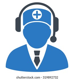 Medical Operator vector icon. Style is bicolor flat symbol, smooth blue colors, rounded angles, white background.