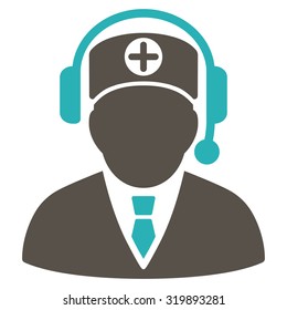 Medical Operator vector icon. Style is bicolor flat symbol, grey and cyan colors, rounded angles, white background.