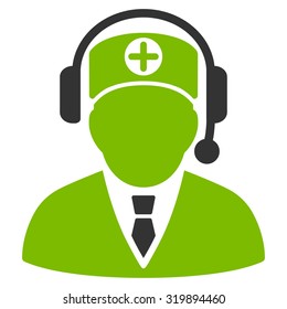 Medical Operator vector icon. Style is bicolor flat symbol, eco green and gray colors, rounded angles, white background.