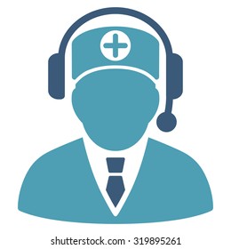 Medical Operator vector icon. Style is bicolor flat symbol, cyan and blue colors, rounded angles, white background.