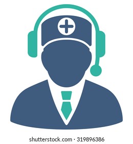 Medical Operator vector icon. Style is bicolor flat symbol, cobalt and cyan colors, rounded angles, white background.