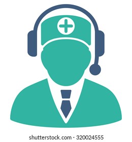 Medical Operator vector icon. Style is bicolor flat symbol, cobalt and cyan colors, rounded angles, white background.
