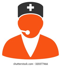 Medical Operator vector icon. Style is bicolor flat symbol, orange and gray colors, rounded angles, white background.