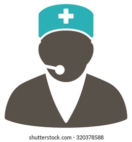 Medical Operator vector icon. Style is bicolor flat symbol, grey and cyan colors, rounded angles, white background.