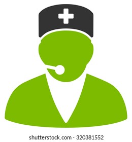 Medical Operator vector icon. Style is bicolor flat symbol, eco green and gray colors, rounded angles, white background.
