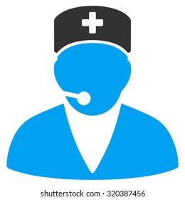Medical Operator vector icon. Style is bicolor flat symbol, blue and gray colors, rounded angles, white background.
