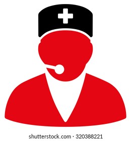 Medical Operator vector icon. Style is bicolor flat symbol, intensive red and black colors, rounded angles, white background.