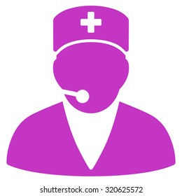 Medical Operator vector icon. Style is flat symbol, violet color, rounded angles, white background.