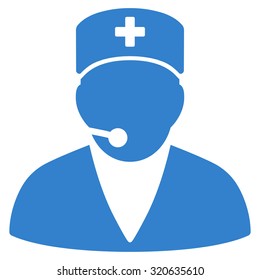 Medical Operator vector icon. Style is flat symbol, cobalt color, rounded angles, white background.