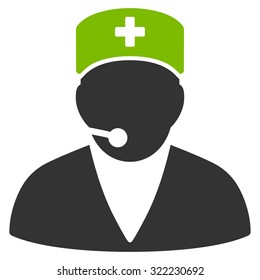 Medical Operator vector icon. Style is bi-color flat symbol, eco green and gray colors, rounded angles, white background.