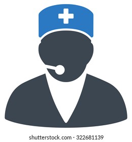 Medical Operator vector icon. Style is bicolor flat symbol, smooth blue colors, rounded angles, white background.