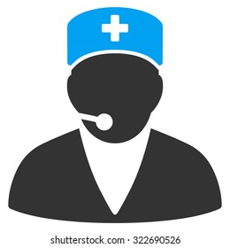 Medical Operator vector icon. Style is bicolor flat symbol, blue and gray colors, rounded angles, white background.