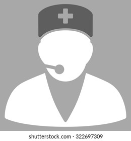 Medical Operator vector icon. Style is bicolor flat symbol, dark gray and white colors, rounded angles, silver background.