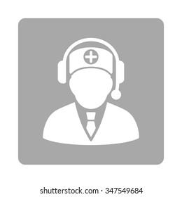 Medical Operator vector icon. Style is flat rounded square button, white and silver colors, white background.
