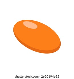 Medical orange pill in flat design. Tablet treatment, vitamin supplement. Vector illustration isolated.