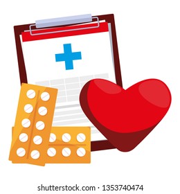 medical order checklist and medicine icons