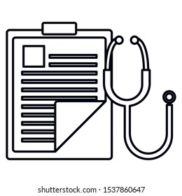 medical order checklist with stethoscope vector illustration design