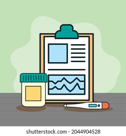 medical order and thermometer icons