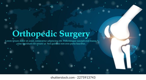 Medical orthopedic and the future of the smart hospital. Treatment for orthopedics traumatology of knee bones and joints injury. Medical presentation, hospital. Vector illustration