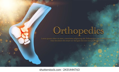 Medical orthopedic and the future of the smart hospital. Treatment for orthopedics traumatology of ankle bones and joint injury. Medical presentation, hospital. Watercolor style