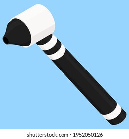 Medical otoscope tool vector icon. Doctor audiologist illustration first aid equipment hospital cartoon instrument for checkup ears.