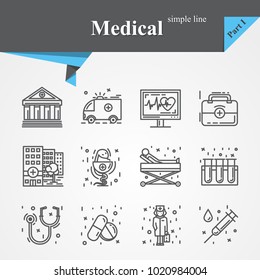 Medical outline icon set isolated on a white background.Modern of thin line  icons collection .Linear trendy health care symbols set.Premium quality.Part I
