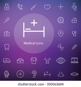 Medical outline, thin, flat, digital icon set for web and mobile