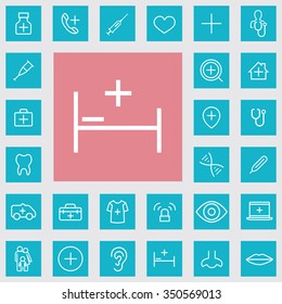 Medical outline, thin, flat, digital icon set for web and mobile