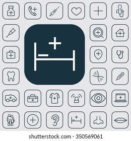 Medical outline, thin, flat, digital icon set for web and mobile