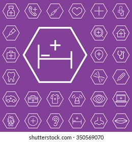 Medical outline, thin, flat, digital icon set for web and mobile