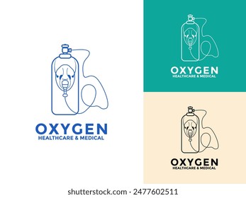 Medical oxygen cylinder logo vector icon, Set Vector Illustration of medical oxygen cylinder